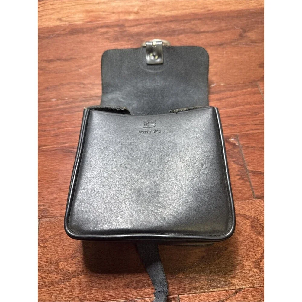 Vintage Belding Califorina Black Leather Saddle Bag Camera Case Style #3